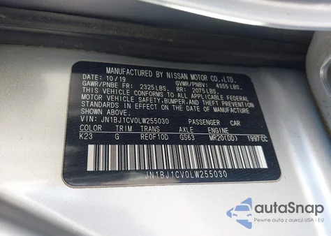 2020 Nissan Rogue Sport S Fwd Xtronic Cvt z USA, uszkodzony, nr VIN JN1BJ1CV0LW255030